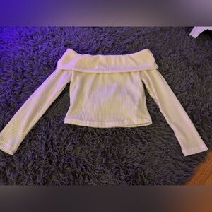 shein cream off the shoulder long sleeve top